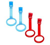WATIIFUFU Baby Crib Pull Rings for Infants and Toddlers, Plastic Standing Assist Grips with Hanging Hooks, Blue and Red Set of 4 for Baby Bed and Playpen Accessories