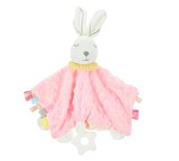 WATIIFUFU Baby Security Blankets Rabbit Baby Soothing Towel with Satin Ribbon Tags and Stuffed Animal Attached Soothes Anxious Feelings Provides Tactile Experience Nursery Playtime