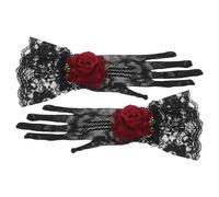 WATIIFUFU Black Lace Mesh Gloves with Rose Flowers Breathable Lightweight Formal Gloves for Women Soft Adaptive Fit Tea Party Accessories for Evening Gown Wedding Banquet