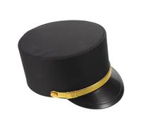 WATIIFUFU Black Train Engineer Hat for Adults with Classic Retro Style and Comfortable Breathable Fabric, for Role Play on Stage and Photo Props