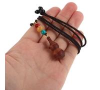 WATIIFUFU Calabash Pendant Necklace Long Natural Sandalwood Wulou Pendant Boho Vintage Style Sweater Chain Jewelry for Women Feng Shui Protection