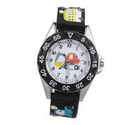 WATIIFUFU Cartoon Excavator Quartz Watch with Silicone Band Easy-Read Dial for Learning Black S Watch for Boys