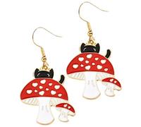 WATIIFUFU Cat Mushroom Earrings Dangle for Women Lightweight Jewelry Gift for Daughter Wife Fashionable Daily Wear Elegant Cartoon Style