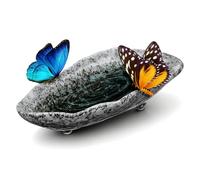 WATIIFUFU Ceramic and Butterfly Water Feeder Tray with Large Capacity, Elegant Unique Design, Holds more Water to Butterflies and Birds for Outdoor Garden Use