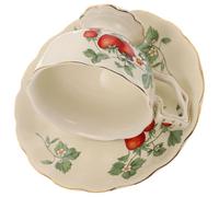WATIIFUFU Ceramic Milk Cup with Saucer Set, European Style Multi-Purpose Container, Easy to Clean, Simple Design with Beautiful Patterns, for Relaxing and Gift