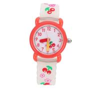 WATIIFUFU Children Cartoon Wristwatch for Students with Comfortable Silicon Band and Adjustable Strap, Featuring Cartoon Cherry and Floret Pattern, for Easter and Birthday Gifts