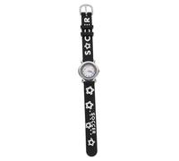 WATIIFUFU Children's Quartz Wrist Watch with Black Rubber Band Featuring Football Patterns, Printed Numbers and Practical Design, for Boys and Girls on Most Occasions