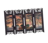 WATIIFUFU Chinese Traditional Art Small Folding Screen Desktop Divider Antique Style Mini Decorative Panel for Home Office Bedroom Accessories