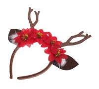 WATIIFUFU Christmas Headband Headbands Deer Antlers Fake Antlers Headband Deer Ears Headband No Antlers Reindeer Ears Headband Bell Headband Light up Antler Headband Red Plastic