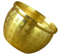 WATIIFUFU Copper Offering Bowl with Delicate Details, Traditional Style Decorative Wealth Basin for Collection Or, Easy to Place 7.5cm Chinese Treasure Bowl with Artistic Breath