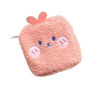 WATIIFUFU Creative Pink Cartoon Mini Sanitary Pad Pouch Compact Storage Bag for Travel and Toiletries Multifunctional Cute Period Organizer with Durable Plush Material