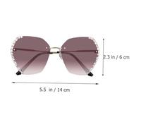 WATIIFUFU Crystal Rhinestone Frameless Party Sunglasses for Women Delicate Lightweight Eyewear with Golden Double Tea Tint Fashion Accessory for Outdoor Festivals and Casual Wear