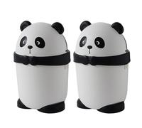 WATIIFUFU Cute Cartoon Panda Trash Can Multifunctional Decorative Wastebasket 2pcs with Lid Sturdy Pp Plastic Garbage Bin with Flip Lid Design for Bedroom and Kitchen for Living Room