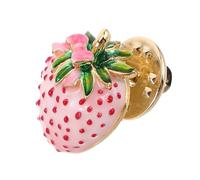 WATIIFUFU Cute Strawberry Enamel Brooch Pin for Women Shiny Pink Dripping Oil Fruit Lapel Badge Stylish Scarf Accessory Compact Plant Lapel Pin Thoughtful Friends and Loved Ones