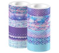 WATIIFUFU Decorative washi tape Mermaid Scale Washi Tape Set 12 Rolls Self-adhesive DIY tapes with Iridescent Gradient for Scrapbook Supplies and Crafting for DIY Lovers