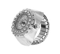 WATIIFUFU Diamond Finger Watch Ring Round Dial Silver Tone Women’s Decorative Watch Suitable for Fashion and Daily Wear