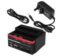 WATIIFUFU Dual-disk Hard Disk Docking Station with Support Multi-function Card Reader and USB Expansion Hub Portable Plastic Base for SSD Plug and Play Uk