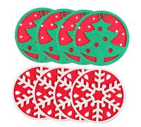 WATIIFUFU Elegant Christmas Felt Coasters 8 Pcs Round Shape Non-stick Table Mats