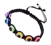 WATIIFUFU Evil Eye Bracelet Set 2pcs Woven Rainbow Adjustable Beaded Bracelets for Unisex Handcrafted Turkish Design Blue Eyes Wrist Decor for Men and Women
