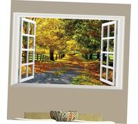 WATIIFUFU Faux Window Wall Decal Home Decor Landscape Sticker for Living Bedroom Nursery Artistic Wall Transfer for Smooth Surfaces Creative Corridor Wallpaper
