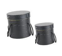 WATIIFUFU Flower Packaging Buckets 2pcs Set Handheld Round Flower Boxes Black One Large One Small for Bouquet Display and Packaging
