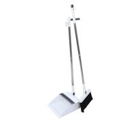 WATIIFUFU Foldable Broom and Standing Dustpan Set with Long Handle, Non-Stick Bristles, White Cleaning Tool for Home and Apartment Essentials, 2pcs Sweeping Kit