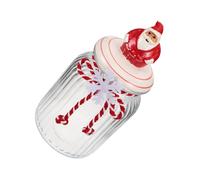 WATIIFUFU Gingerbread Cookie Jar with Airtight Lid Transparent Glass Candy Storage Container for Christmas Treats Nuts Biscuits Decorative Holiday Biscuit Box Cute Candy Storage Jar for