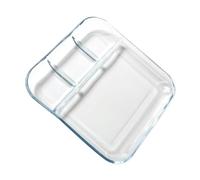 WATIIFUFU Glass Dumpling Serving Plate with Vinegar Dish, Heat-Resistant Compartment Dumpling Plate for Fried Chicken and Dipping Sauces, Simple and Practical Design for Home Use