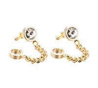 WATIIFUFU Gold Plated Crystal Cuff Links for Men Elegant Shirt Decor Jewelry for Weddings Parties Business and Giving