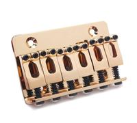 WATIIFUFU Golden Metal Bass Bridge for Electric Guitar 6 String Height Adjustable Guitar Bridge with Sweet Tone and Top Load Strings from Back Suitable for Bass Accessories