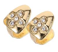 WATIIFUFU Golden Metal Teeth Grills Convenient to Wear and Time Using 2pcs with Rhinestone Decorative Teeth Jewelry Unique Look for Hip Hop Party Accessories
