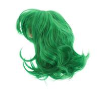 WATIIFUFU Green Short Wavy Wig with Scarf for Cosplay Costume Party Headdress Fun Roleplay Accessory Vibrant Color for Halloween and Birthday Events