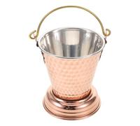 WATIIFUFU Hammered Metal Ice Bucket with Handle Rose Gold Small Capacity Drink Chiller for Parties Versatile Beverage Tub for Spices Wine Cooler Bbq Buffet Use Indian Curry Style