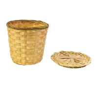 WATIIFUFU Handmade Natural Bamboo Tea Storage Basket with Lid Mini Round Woven Organizer for Desktop Container for Home and Office Dust-resistant Rustic Storage Bin