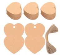 WATIIFUFU Heart Tags Blank Paper Tags with String for Valentines Day Crafts and Labelling