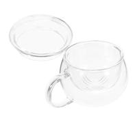 WATIIFUFU Heat-Resistant Glass Tea Infuser Cup with Lid Ergonomic Handle Design Suitable for Loose Leaf and Flowering Tea Brewing at Home and Office Multi-use Glass Mug for Coffee Milk Juice