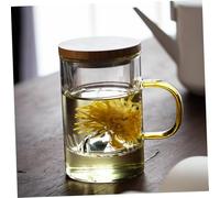 WATIIFUFU High Borosilicate Glass Tea Cup with Handle Handheld Water Mug for Flower Tea Coffee and Beverage Drinking at Home and Office Transparent Design
