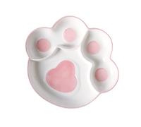 WATIIFUFU High Temperature Resistant Ceramic Plate for Food Storage and Portion Control Pink Hand-Painted Cat Paw Divided Tray Home Dinnerware for Camping Picnic and Restaurant Use