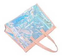 WATIIFUFU Holographic Tote Bag for Women Waterproof Iridescent Tpu Beach Handbag with Three-layer Compartments and Inner Pocket for Rainy Adventures and Summer Travel