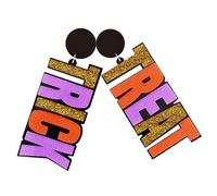 WATIIFUFU Large Colorful Acrylic Halloween Earrings for Women Lightweight Asymmetrical Glitter Letter Dangle Accessories Spooky Drop Design for Trick Treat Festive Style