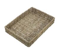 WATIIFUFU Light Brown Woven Storage Basket Compact Rectangular Home Indoor Tray for Fruits Snacks Picnic Decorative Multi-use Handcrafted Seagrass Organizer