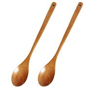 WATIIFUFU Long Handle Wooden Cooking Spoons Kitchen Stirring Spoons Japanese Style 2pcs with Smooth Surface and Easy Cleaning, for Serving and Mixing Soups, Stews, and Rice