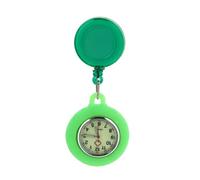 WATIIFUFU Luminous Nurse Fob Watch Clip-on Quartz Pocket Watch Silicone Band for Students and Medical Professionals Green Color Adjustable Size