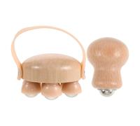 WATIIFUFU Lymphatic Massager with Stainless Steel Balls 2pcs Wooden Ergonomic Handheld Roller for Multi Area Rolling to Soothe Muscle Tension, for Arms and Finger Joints During Travel