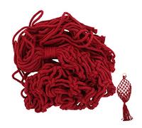 WATIIFUFU Macrame Fruit Basket and Vegetable Hammock, Hand-woven Cotton Rope Hanging Basket in Wine Red, Kitchen Storage Organizer for Home and Dining, Sturdy Wall Hanging Net Bag