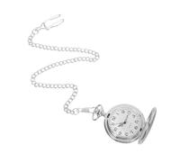 WATIIFUFU Men Vintage Mechanical Pocket Watch with Chain Scratch-Resistant Flip Cover Precise Movement Elegant Engraved Design Large Silver Dial for Formal and Casual Use