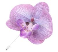 WATIIFUFU Men's Orchid Satin Flower Pin Zinc Alloy Lapel Brooch for Suits Prom Wedding Dinner Accessories Elegant Purple Butterfly Orchid Design