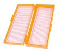 WATIIFUFU Microscope Slide Storage Box Secure and Easy to Take Slides Holder for 50pcs with Slotted Channels, Abs and Paper Material for School Teaching and Company Use