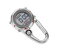 WATIIFUFU Multifunctional Quartz Carabiner Watch with Glow Date Alarm and Compass Stainless Steel Climbing Clip for Outdoor Activities and Indoor Use Unisex Design in Red