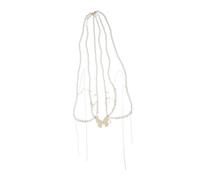 WATIIFUFU Multilayer Pearl Waist Chain Elegant Body Jewelry with Butterfly and Tassel Pendant for Women Stylish Layered Belly Chain Belt for Beach Wedding Party Evening Dress Accessory